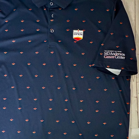 Level Wear Sz XL Poly Performance Blue Golf Houston Open MD Anderson Polo Shirt - Picture 5 of 10